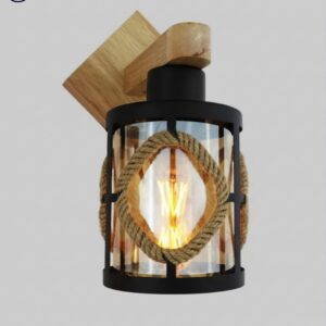 Rope & Wood Cylinder Wall Lamp GWLI-8906 - Rynarhardware