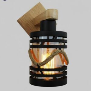 Rope & Wood Caged Wall Lamp GWLI-8908 - Rynarhardware